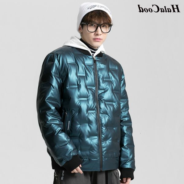 

halacood brand glossy down jacket men streetwear winter coats mens warm puffer high street male outerwear coat, Black