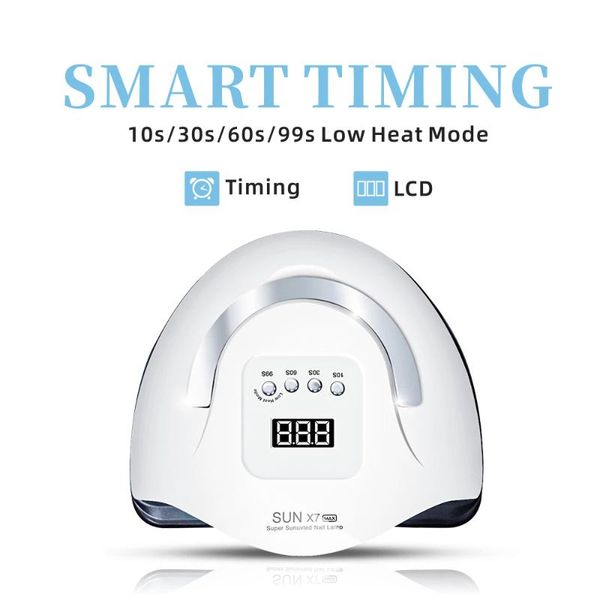 

sun x7 max-180w uv led manicure lamp, gel curing nail dryer, tool with sensor and lcd display dryers