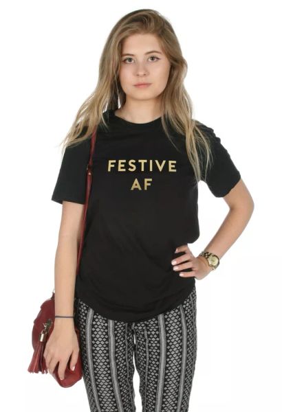 

Festive AF (Gold) T-shirt Top Christmas Xmas Funny Gift, White;black
