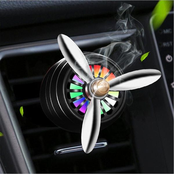 

electric fans mini led car smell air freshener conditioning alloy auto vent outlet perfume clip fresh with decoration light