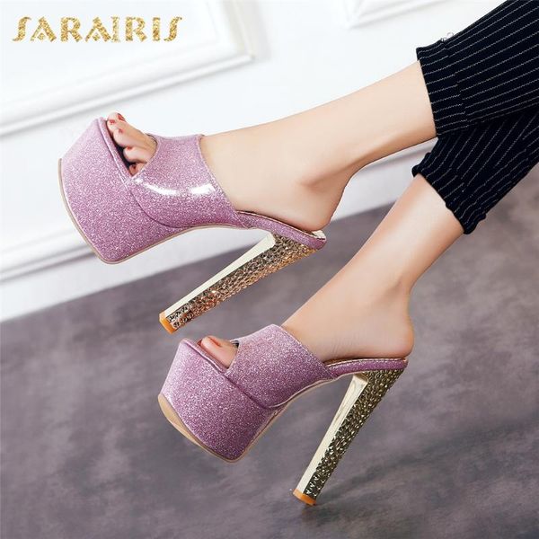 

brand platform big size 31-48 party women's shoes sandals high heels woman mules pumps slippers, Black