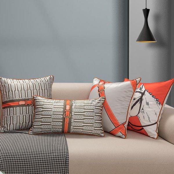 

cushion/decorative pillow satin printed sofa decorative cushion cover orange horse 3d geometric lines el bed pillowcase seat chair