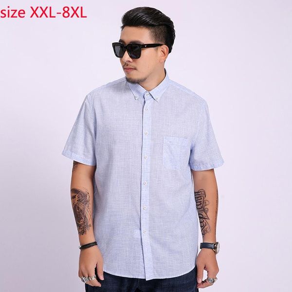 

arrival fashion linen super large men short sleeve shirt loose cotton mens plus size xxl 3xl 4xl 5xl 6xl 7xl 8xl men's casual shirts, White;black