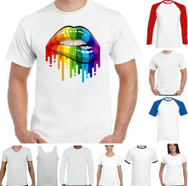 

lgbt tshirt men lips gay pride, rainbow colours clothes costume, White;black