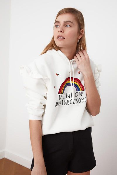 

women's hoodies & sweatshirts trendyol printed hooded sweatshirt twoaw21sw1059, Black