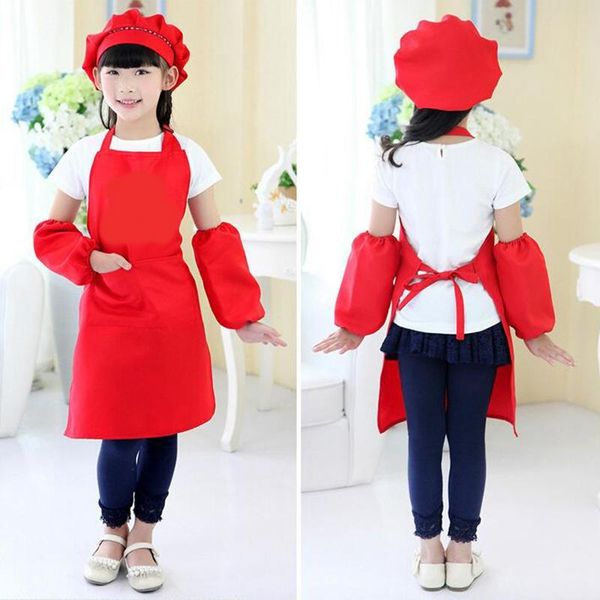

piece children's chef hat apron set, boy and girl children adjustable cotton kitchen belt aprons