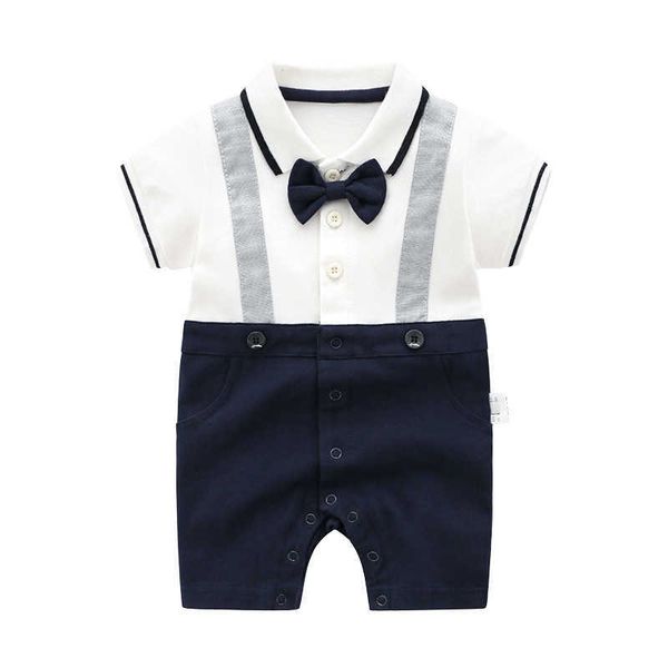 

baby boys gentleman romper born formal outfits children birthday baptism clothes toddler infant cotton jumpsuit 210615, Blue