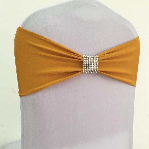 

sashes 10pcs/50pcs lycra stretch chair bands spandex wedding bow sash ribbon ties with diamond buckle el event decoration