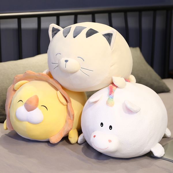 

35cm kawaii plush animals unicorn whale shark raccoon pillow toys stuffed soft pig cat lion cushion kids girls gifts room decor