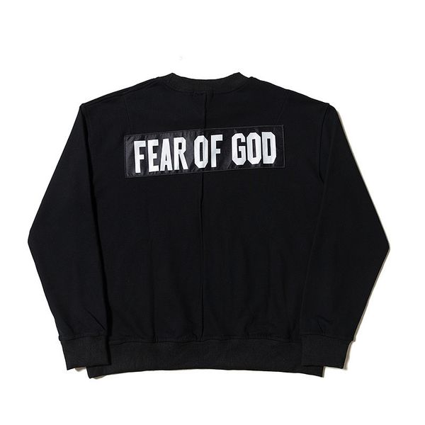 

luxury brand hoodie new high street fashion brand fog sticker letter versatile men's and women's same round neck sweater top, Black