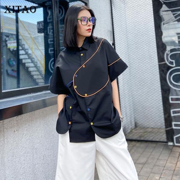 

women's blouses & shirts xitao women fashion blouse elegant goddess fan white black 2021 autumn small fresh casual turn down collar loo