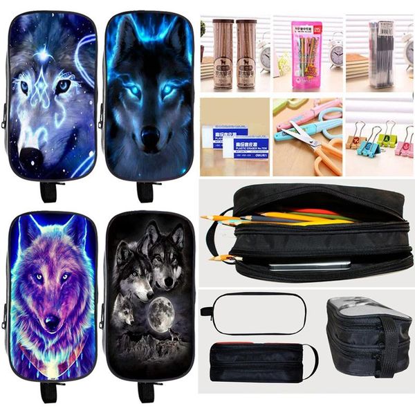 

cosmetic bags & cases kids 3d animal lion wolf pen boys girls case pencilcase pencil bag stationery daily penbag