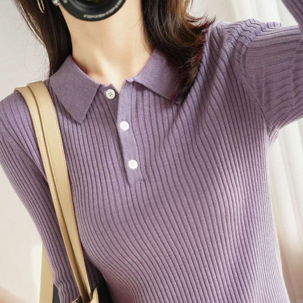 

women's sweaters sweater autumn and winter polo women's pullover with slim long sleeve underlayer 2ag7, White;black