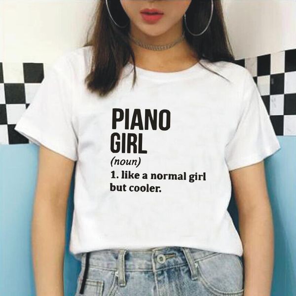 

women's t-shirt harajuku shirt t women funny pianist teacher tee femme piano girl definition short sleeve casual camiseta mujer, White