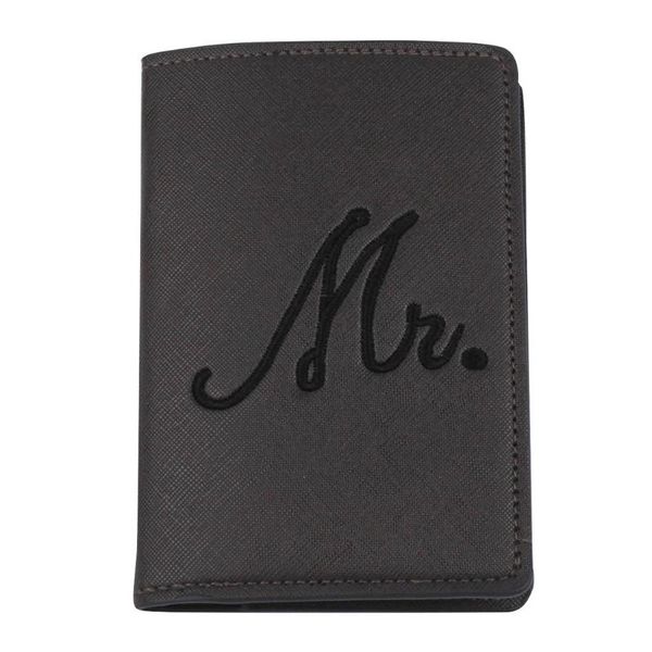 

card holders j60d mr and mrs pu leather bride groom passport covers holder protector case organizer for wedding couples travel, Brown;gray