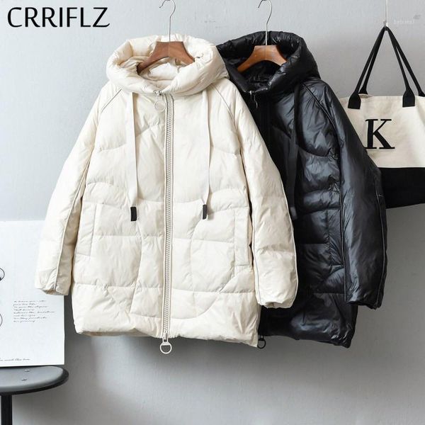 

women's down & parkas medium long winter jacket women letter embroidery white duck hooded coats warm thicken parka, Black