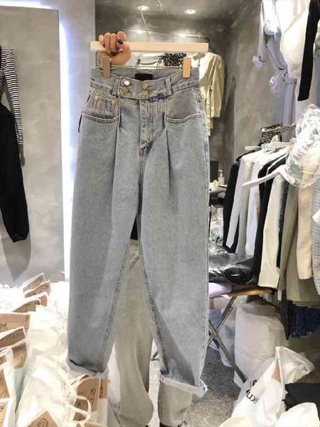 

summer korean version of the women pants fashion retro all-match high-waisted multi-button design sense thin jeans, Black;white