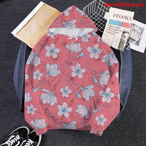

floral hoodies 3d print small fresh clothes women clothing harajuku lounge wear goth oversized sweatshirt fashion hoodie men's & sweats, Black