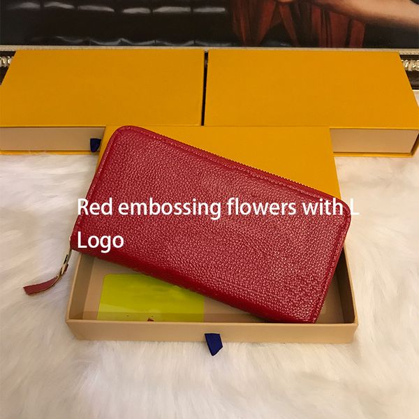 

luxury brand leather wallet long purse women credit card holder classic style brand clutch bags 2021, Red;black