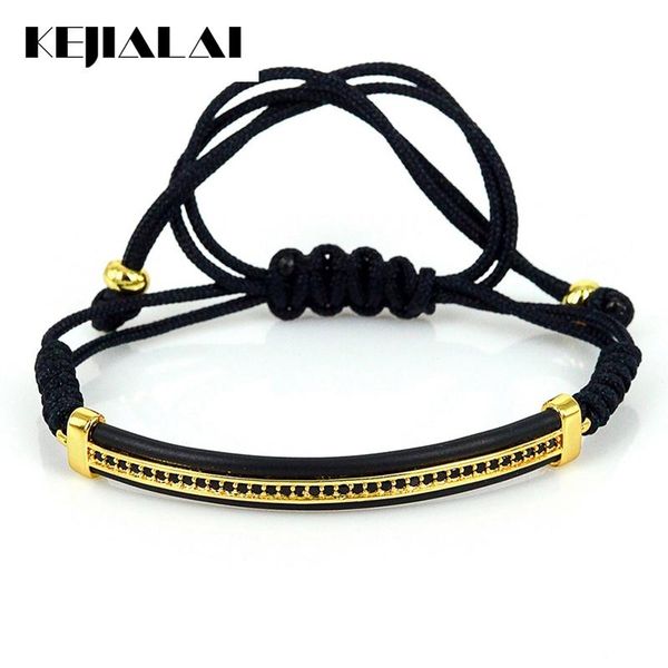 

charm bracelets men leather bangles & riviere protecting micro pave black cz macrame bracelet for, Golden;silver