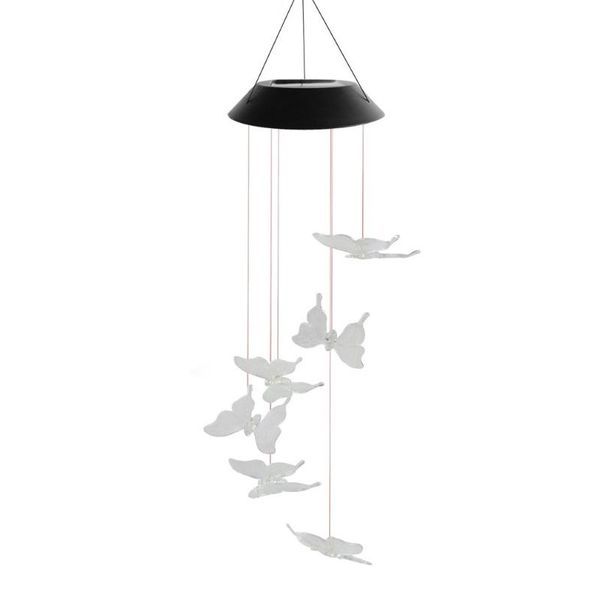 

solar lamps led colorful power wind chime crystal hummingbird butterfly waterproof outdoor windchime light for patio yard garden