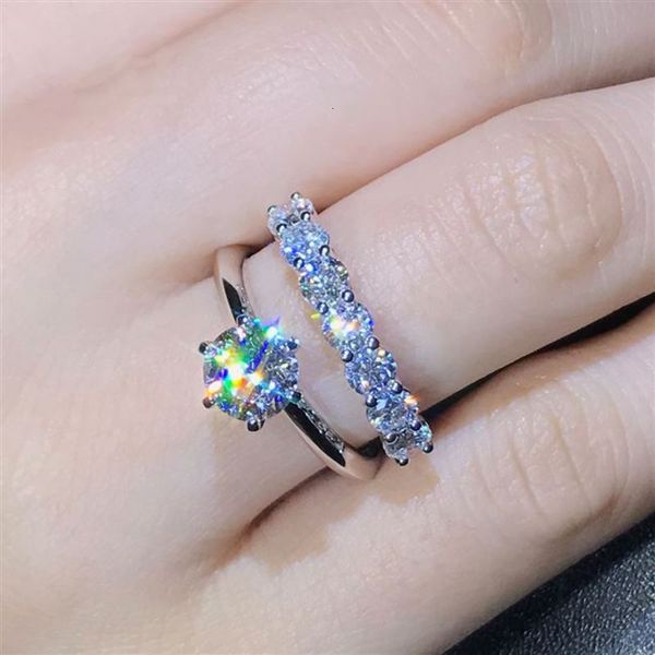 

row diamond women's net red ins platinum silver moissanite fashion personality couple index finger wedding ring
