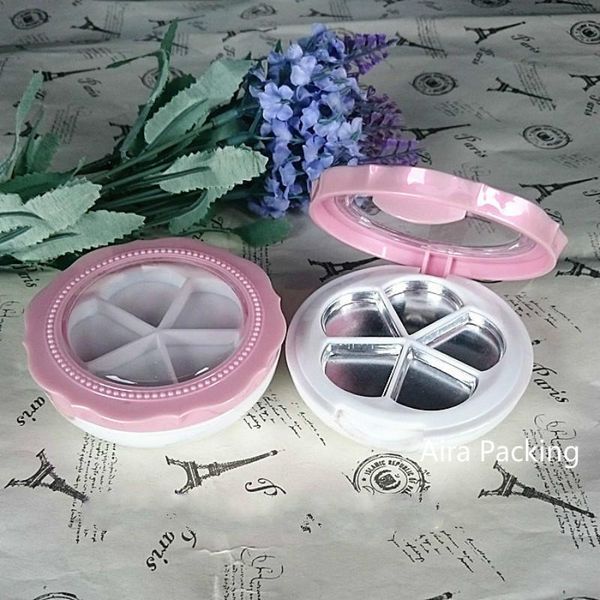 

storage bottles & jars 30pcs/lot diy round elegant eyeshadow container,pink flower shape blusher subpackage,makeup tool,double-layer lipstic