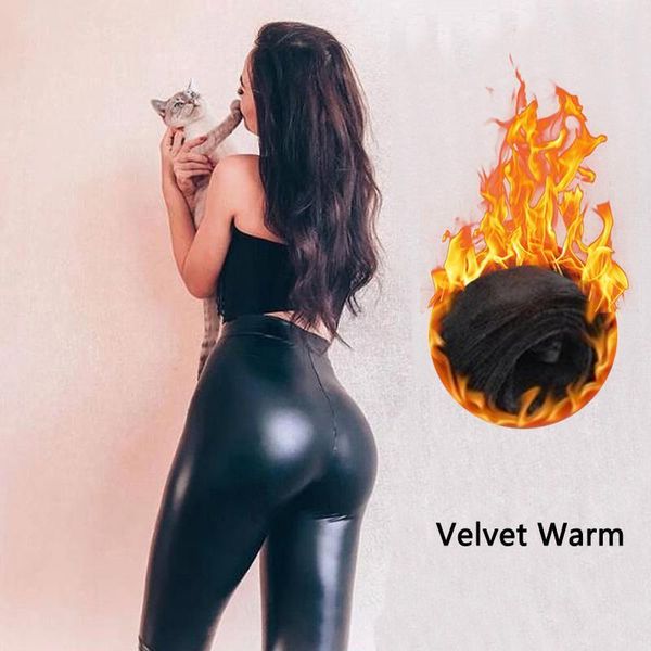 

warm winter polyester womens legging club casual high waist fitness plus size 5xl slim velvet pu pants elastic black