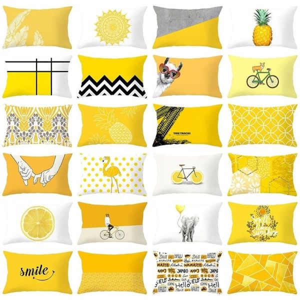 

cushion/decorative pillow 30*50 cm yellow case geometric sofa living room bedroom office rectangle cushion cover fashion home decoration pil