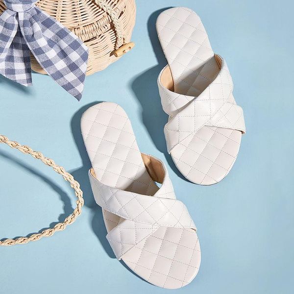 

women slippers sewing open toe flat heel outdoor ladies slides causal female flip flops beach flats shoes for woman, Black