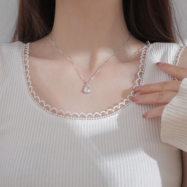 

chains est luxury 925 sterling silver fashion simple opal flower clavicle necklaces for women girls party jewelry gift 3m098