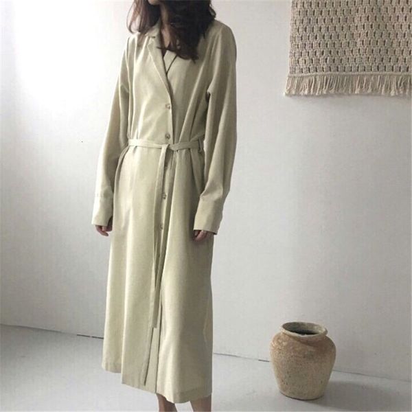 

dresses autumn green notched lace up vintage streetwear casual women loose stylish sweet retro office lady straight es, Black;gray