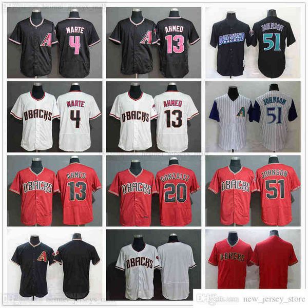 

2022 Stitched Baseball 13 Nick Ahmed Jerseys White Red Black 4 Starling Marte 51 Randy Johnson 20 Luis Gonzalez Jersey Blank No Number Name, Same as picture