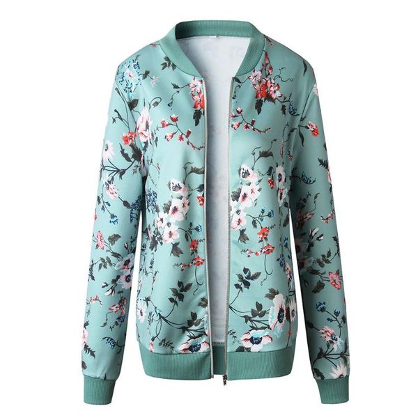 

women's jackets flight army zipper bomber floral coat biker retro women jacket, Black;brown