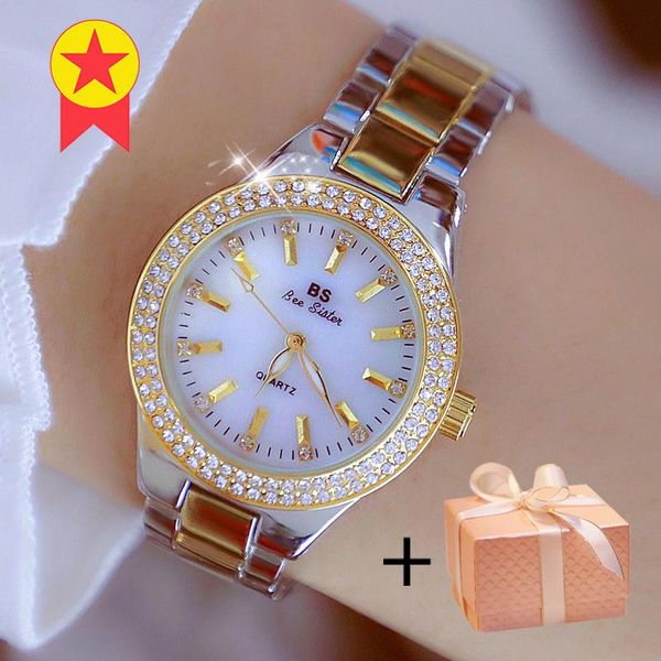

wristwatches luxury ladies wrist watches dress gold watch women crystal diamond bracelet stainless steel silver clock montre femme, Slivery;brown