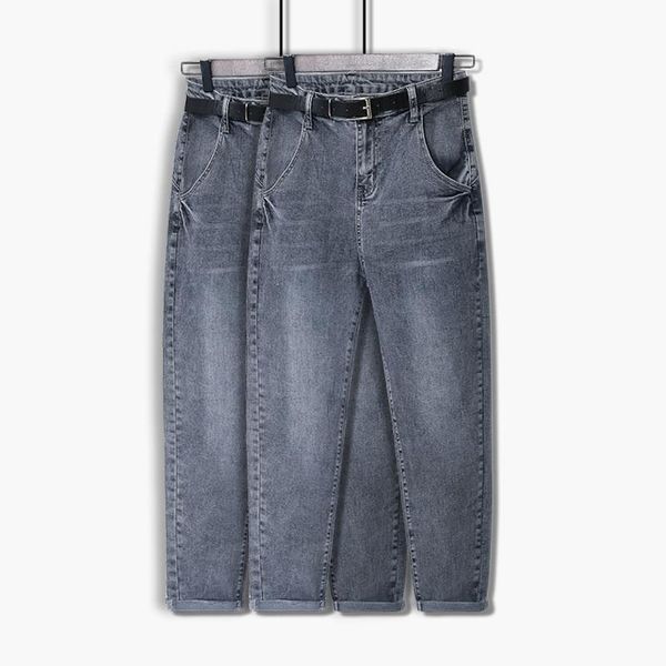 

oversized high waist autumn womens jeans winter harem pants loose denim trousers plus size l 8xl gray g849, Blue