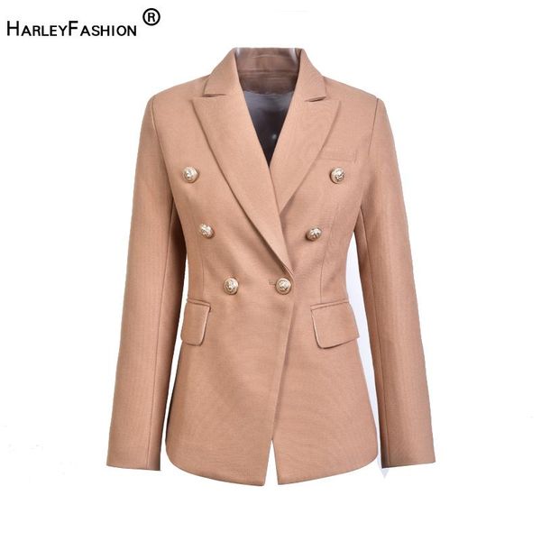 

harleyfashion european casual slim fitness metal gold button jacket white black khaki colors female blazer women's suits & blazers