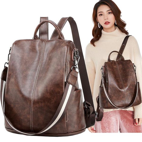 

backpack pu leather women fashion exclusive anti theft backpacks 2021 spring korean multi-purpose soft travel bag