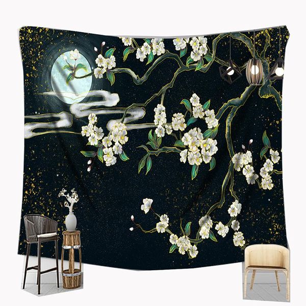 

tapestries moon tapestry flower wall carpet large cloth tenture murale trippy boho art blanket