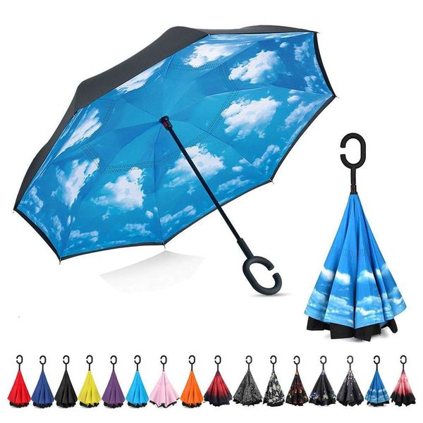 

double layer reverse umbrella c-type standing car advertising gift folding