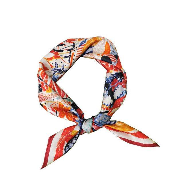 

scarves 53*53cm fashion style silk square scarf female oil painting printed stewardess decorate handband present, Blue;gray
