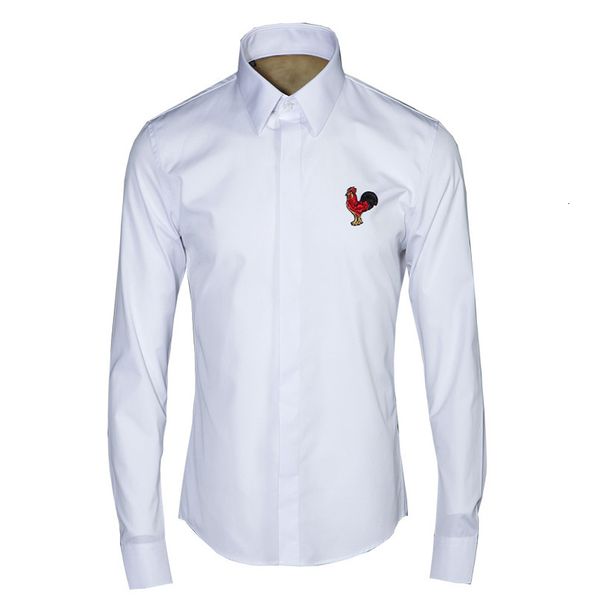 

tee shirt shirt men luxury unique rooster embroidery design mens fashion slim fit casual plus size 4xl shirts man, White;black
