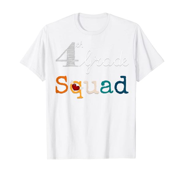 

4th grade squad - funny vintage team fourth grade teacher t-shirt, White;black