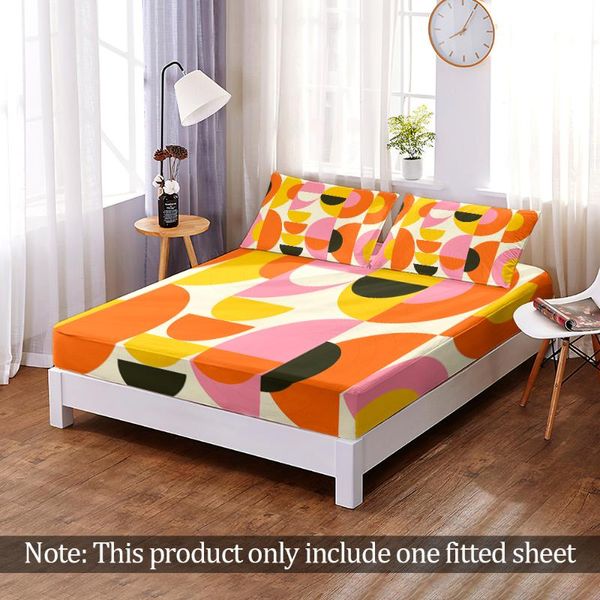 

sheets & sets 3d morden art colorful geometry solid bed sheet fitted with mattress cover four corners elastic band bedsheet