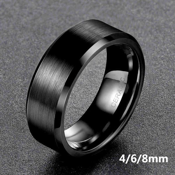 

love ring somen men black ceramic brushed wedding band engagement s fashion jewelry gilft bague homme 8mm/6mm/4mm, Slivery;golden