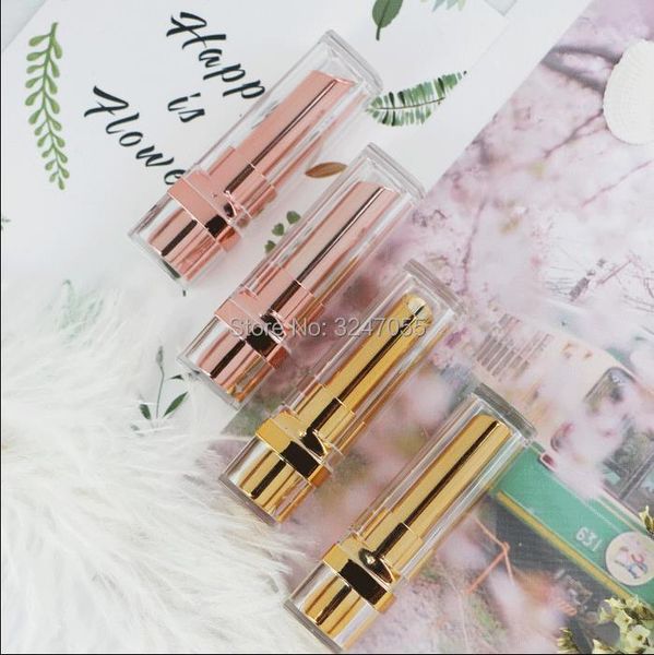 

11.1mm cosmetic plastic rose gold lipstick tube, empty vacant lip rouge subpackage, professional containers storage bottles & jars