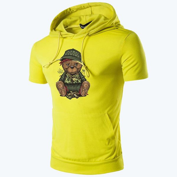 

men's t-shirts 2021 summer cotton hat-shirt short sleeve t-shirt youth cute animal cartoon image printing casual fashion o-neck top, White;black