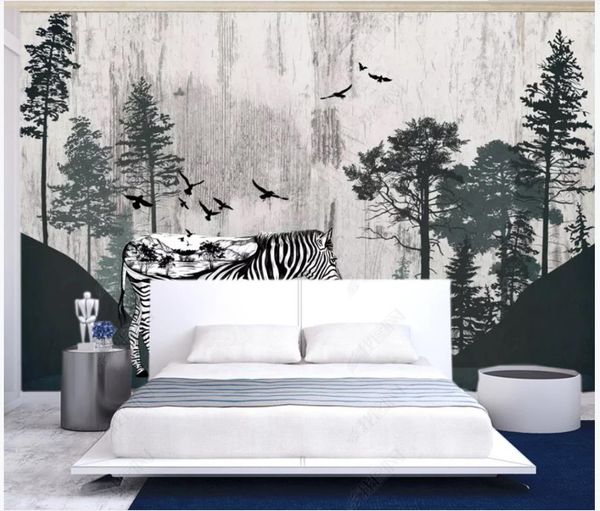 

custom p wallpaper for walls 3d murals wallpapers beautiful retro nostalgic european zebra forest simple tv background wall mural home decor