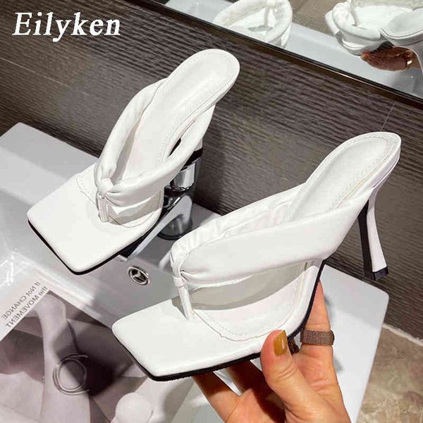 

eilyken 2021 new brand women slipper summer outdoor slip on ladies high heels slides elegant pleated sandal flip flop shoes c0410, Black