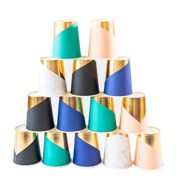 

disposable dinnerware party supplies wedding decoration birthday decorations kids 8 pieces / 1 pack 9 ounces bottom bronzing paper cup